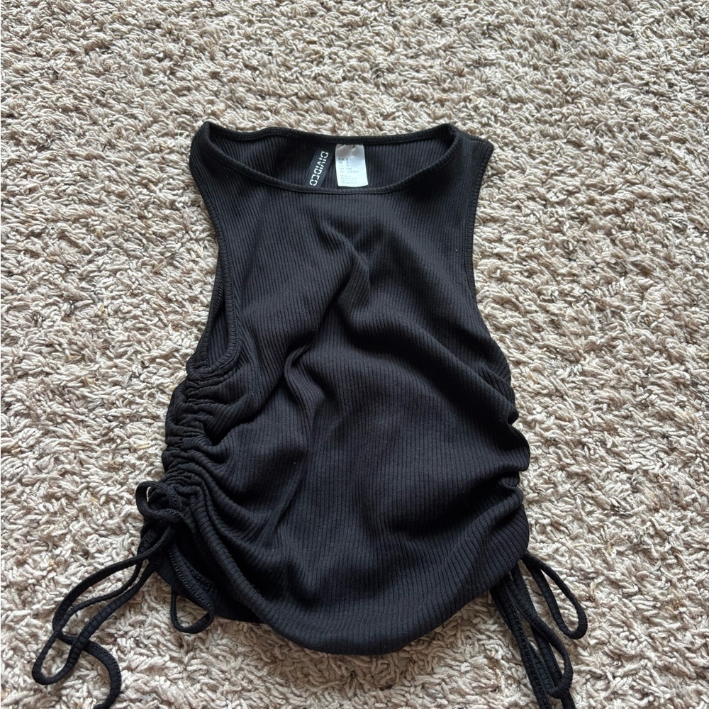 Fashion Nova Black Ruched Tank Top